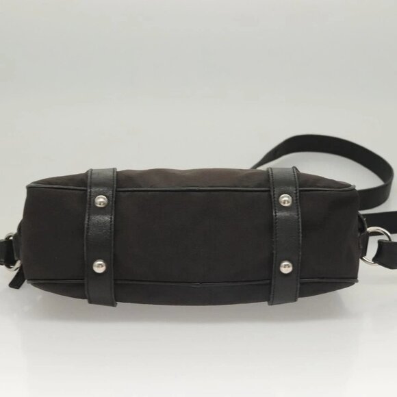 Salvatore Ferragamo Gancini Shoulder Bag Canvas Black Silver